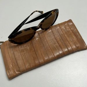 Eyeglasses Holder Carrier Rich Tan color 7.5” x 3.5” Real eel leather